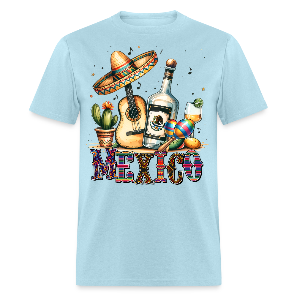 Vintage Mexican Tequila Graphic Tee Mariachi Music And Fiesta T-shirt - powder blue