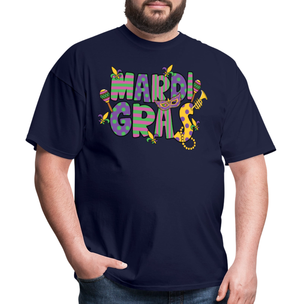 Retro-style Mardi Gras Carnival Tee New Orleans Mardi Gras Party T-shirt - navy