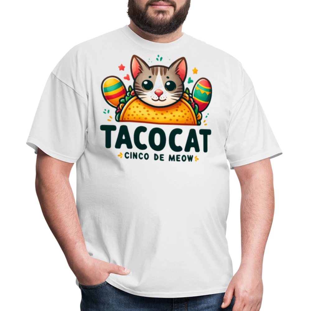 Cinco de Meow Cat Lover Gift Idea Cat and Taco Pun T-shirt - white