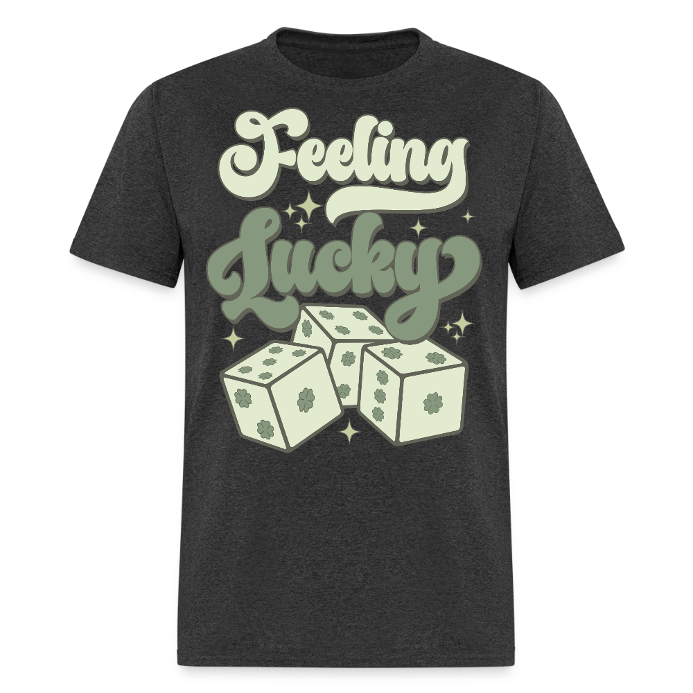 Feeling Lucky St Patrick’s Day Clover and Dice T-shirt - heather black