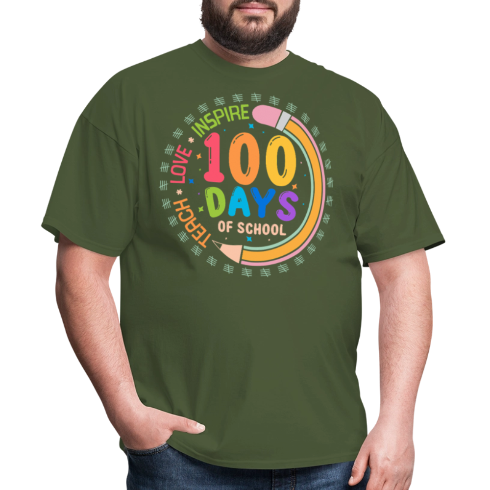 100th Days Of School Shirt For Teachers School Milestone Celebration T-shirt - military green