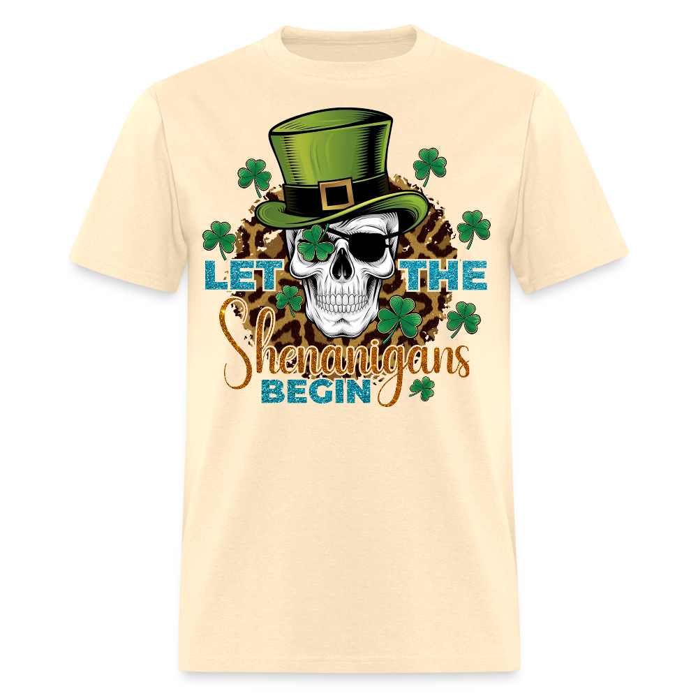 Let The Shenanigans Begin Graphic Skull Design T-shirt - natural