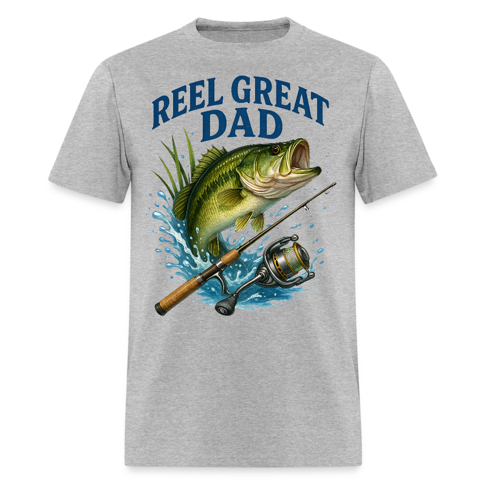 Reel Great Dad Fishing Father's Day T-shirt - heather gray