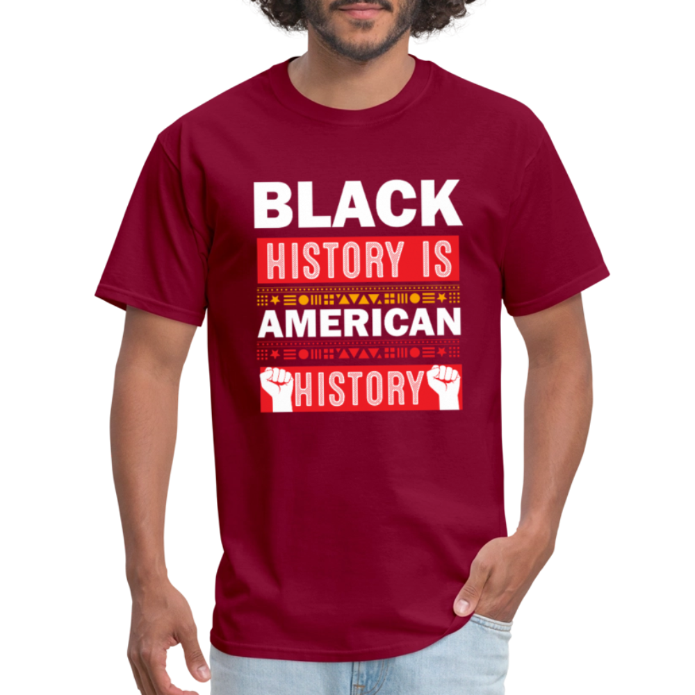 Black History Is American History Tee Unisex Black History Graphic T-shirt - burgundy