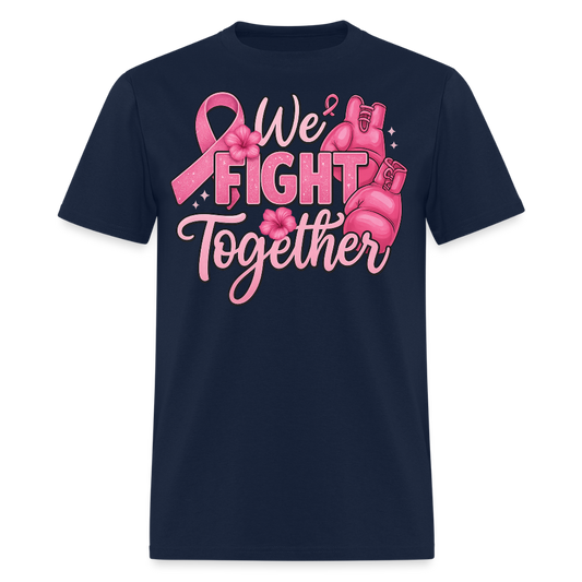 We Fight Together Breast Cancer Boxing Gloves T-Shirt - navy