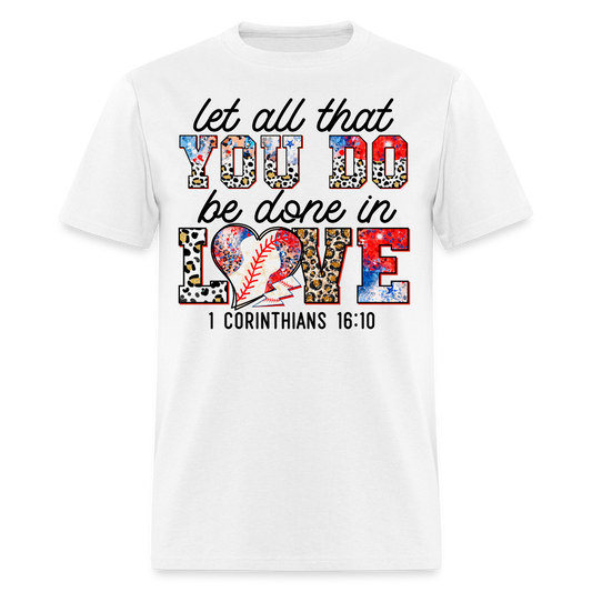 Let All That You Do Be Done In Love Leopard Print T-shirt - white