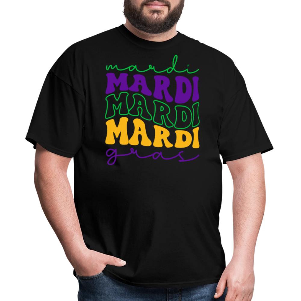 Funny and Stylish Mardi Gras Lettering Unisex T-shirt - black