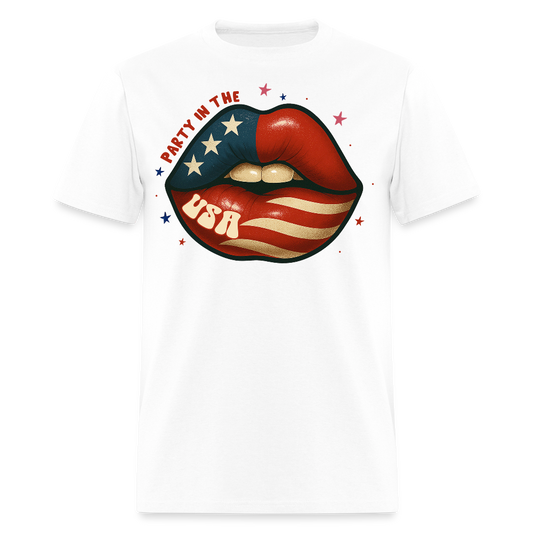 Party In The USA 4th Of July Lips T-Shirt - white