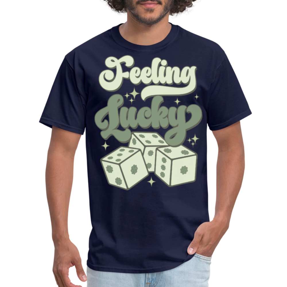 Feeling Lucky St Patrick’s Day Clover and Dice T-shirt - navy