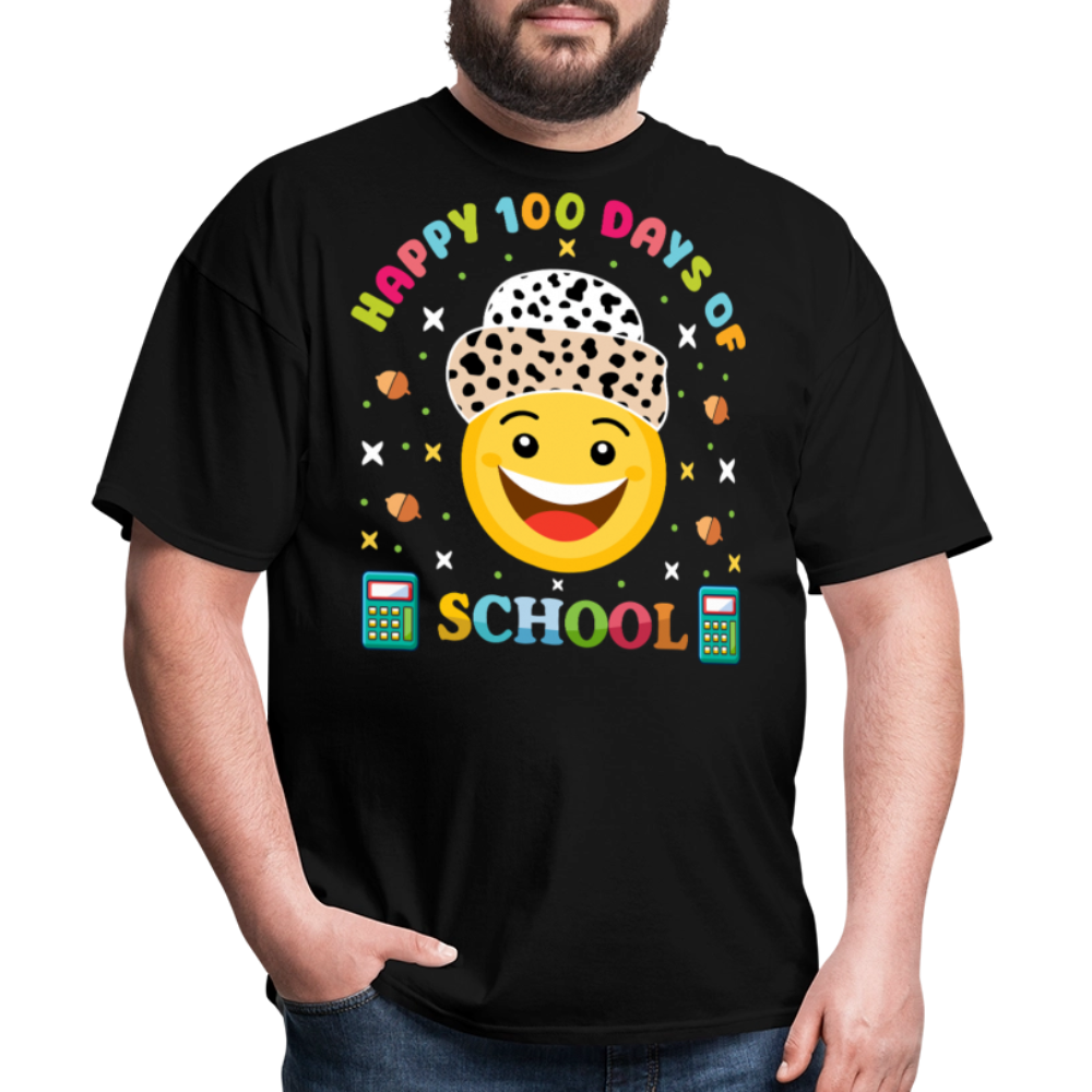 Happy 100 Days of School Teacher Tee 100 Days Smiley Face T-shirt - black