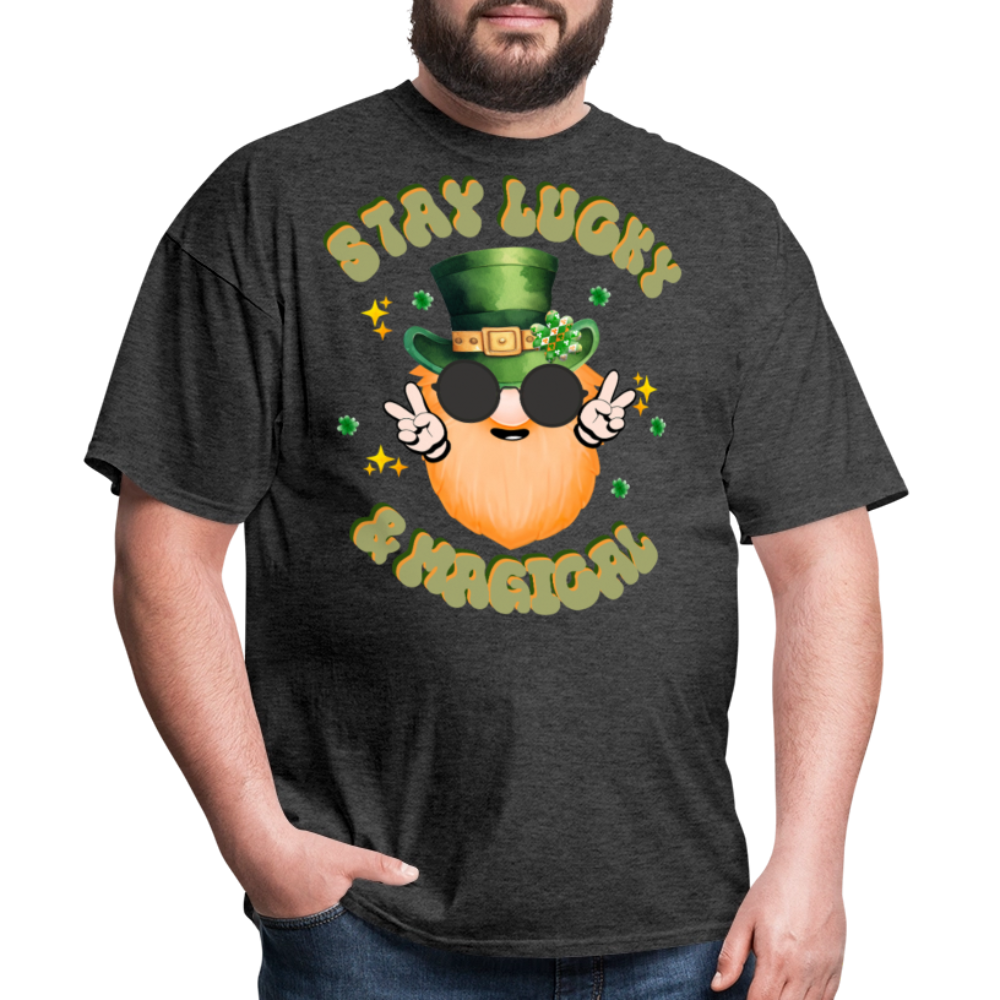 Stay Lucky And Magical Irish T-shirt - heather black