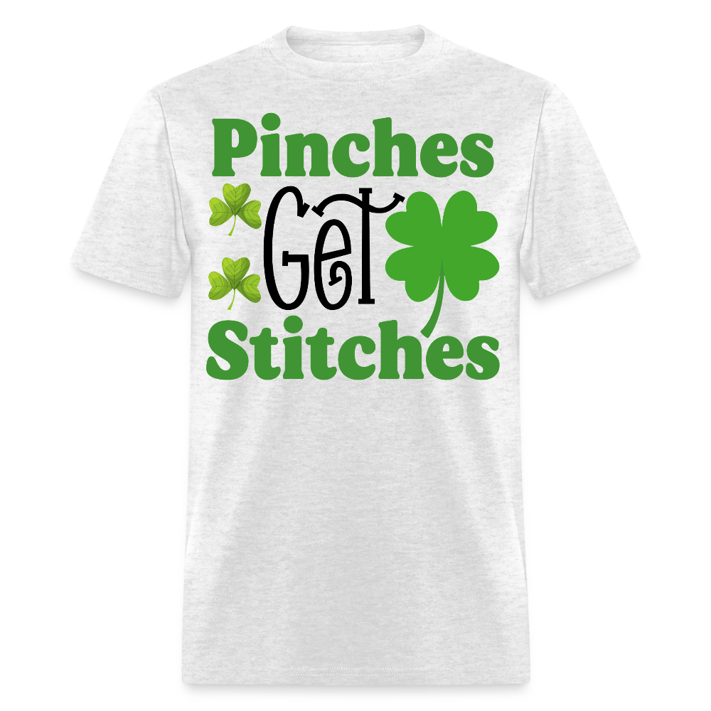 Pinches Get Stitches Irish Lucky Clover T-shirt - light heather gray