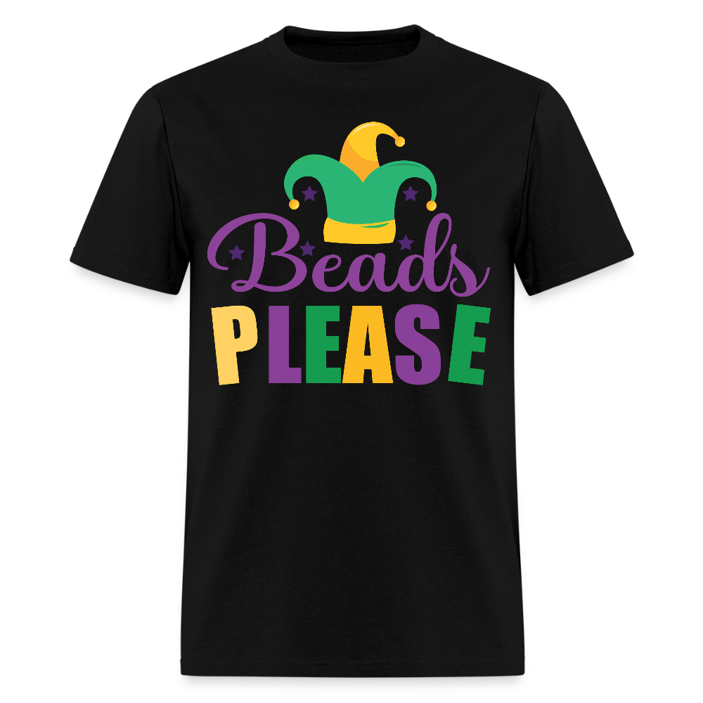 Jester Hat Festival Outfit Funny Mardi Gras Bead Catching T-Shirt - black