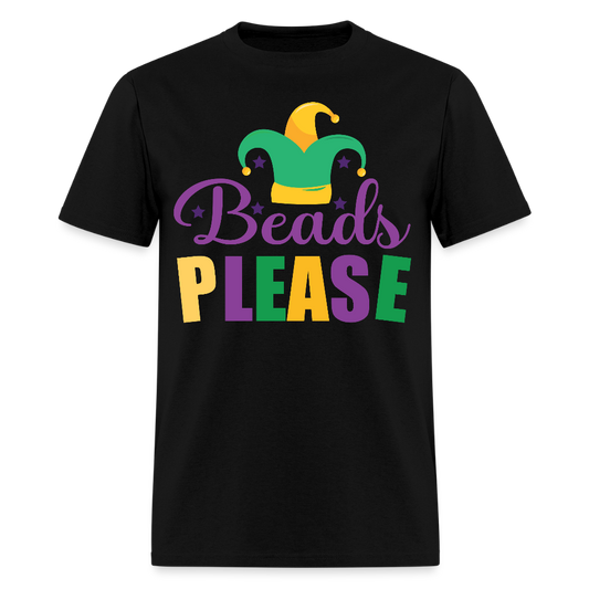 Jester Hat Festival Outfit Funny Mardi Gras Bead Catching T-Shirt - black