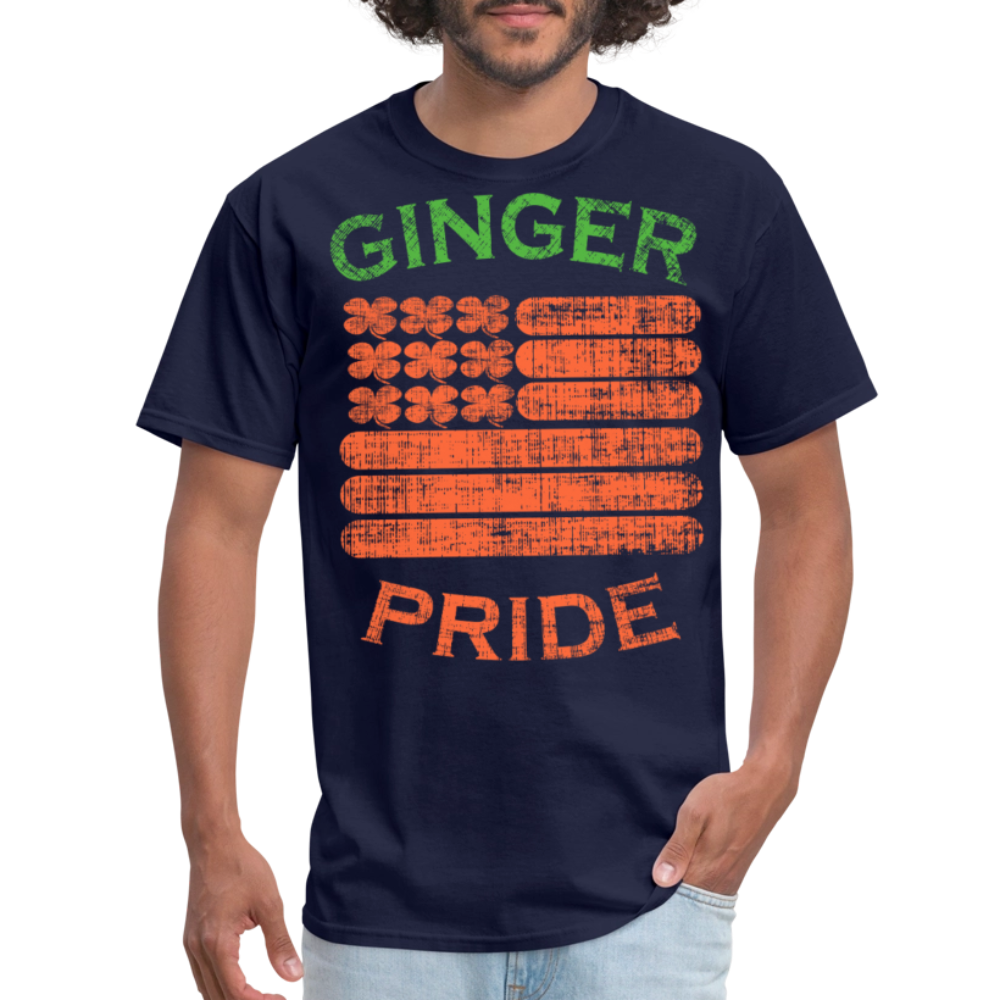 Ginger Pride American Flag Funny St Patrick’s Day  T-shirt - navy