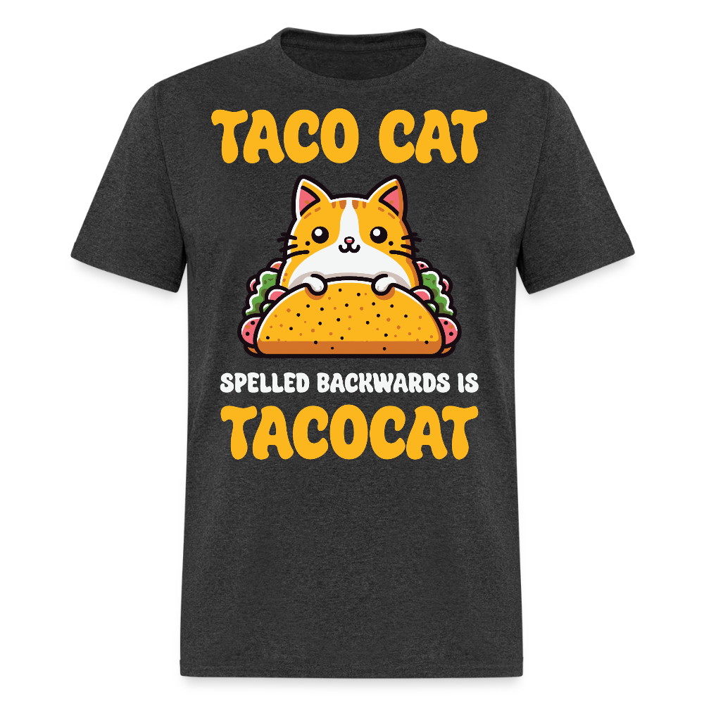 Cute Taco Cat Graphic Tee For Cat Lovers Funny Palindrome T-shirt - heather black