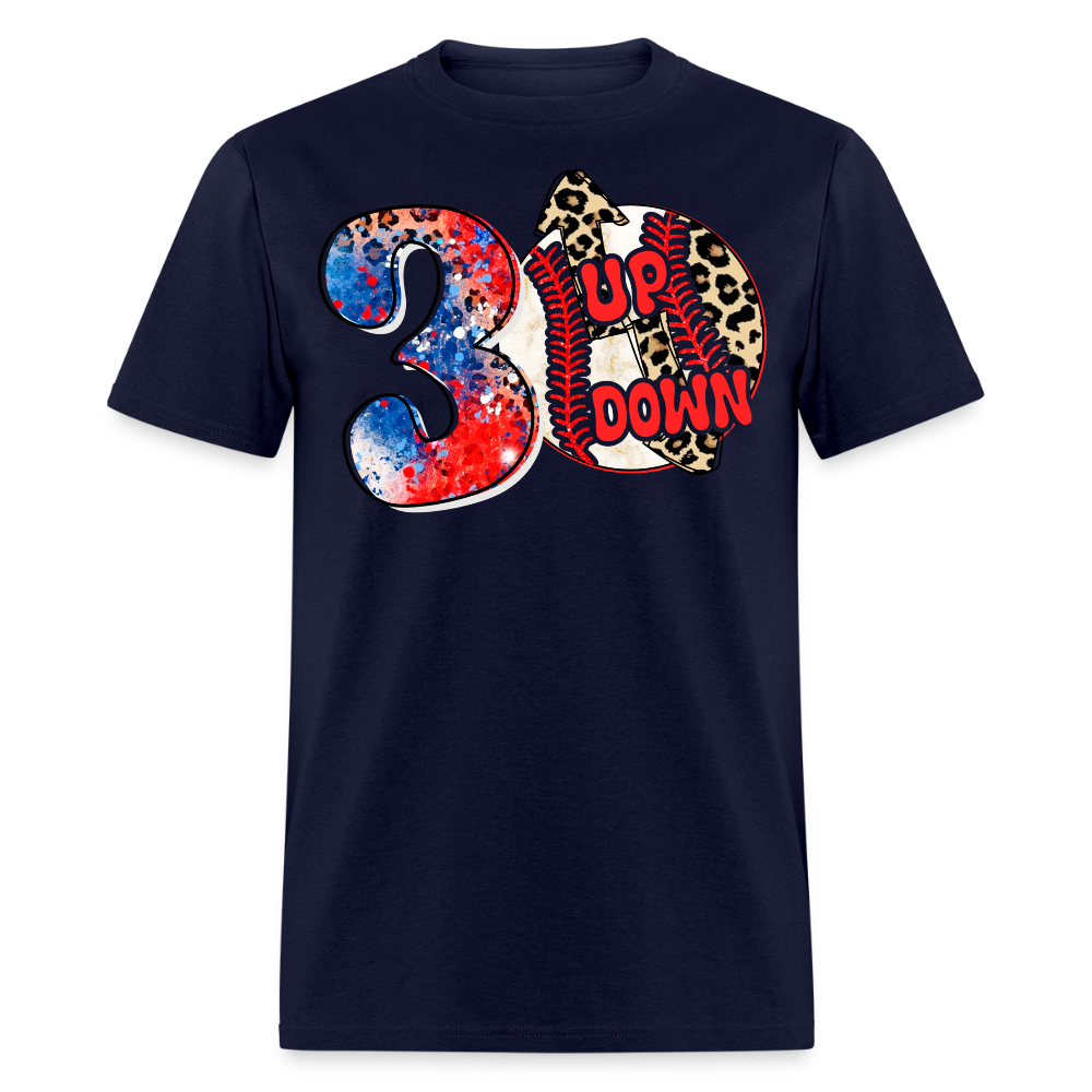 Leopard Print Baseball Mom T-Shirt - navy