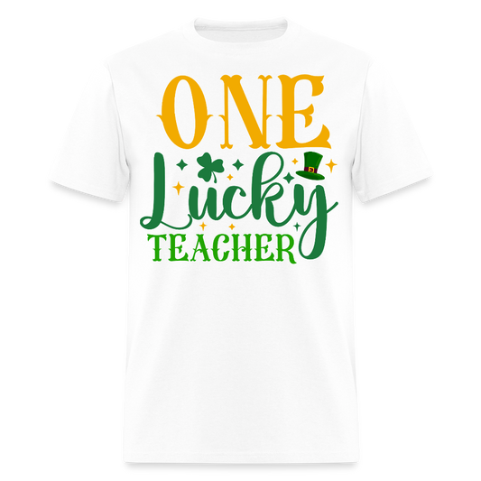 Lucky Teacher St Patrick’s Day Clover T-shirt - white