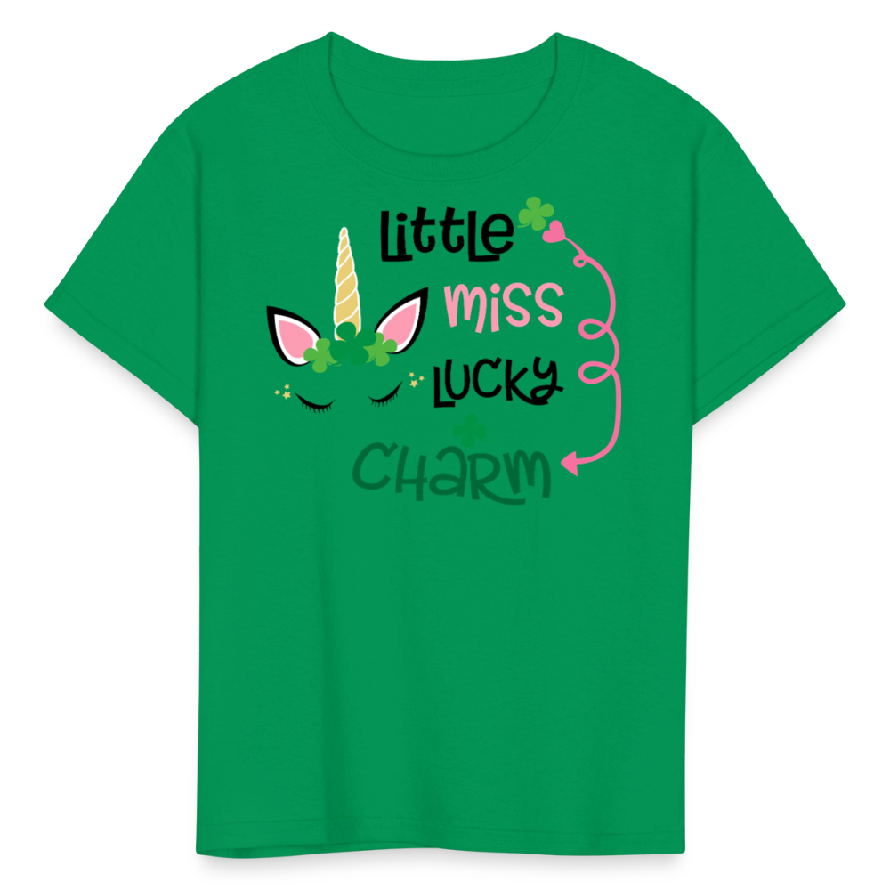 Little Miss Lucky Charm Toddler Outfit Cute Irish Unicorn T-shirt - kelly green