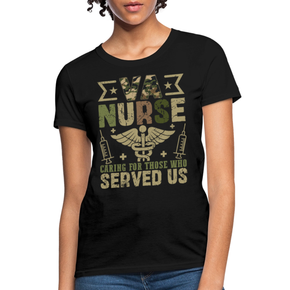 VA Nurse Caring For Veterans T-Shirt - black