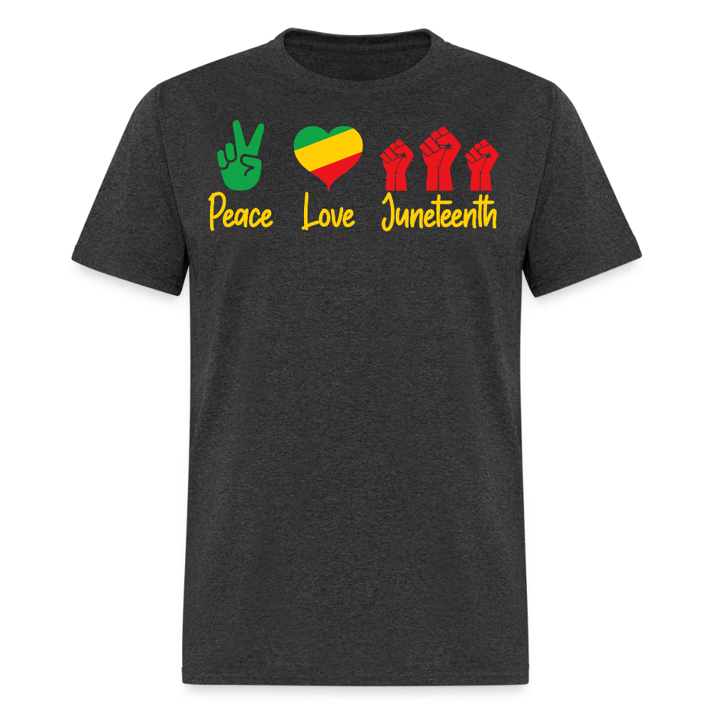 Juneteenth Peace Love Black Empowerment T-shirt - heather black