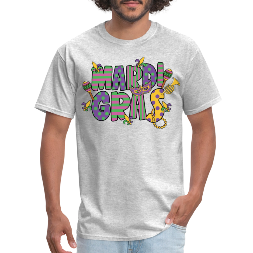 Retro-style Mardi Gras Carnival Tee New Orleans Mardi Gras Party T-shirt - heather gray