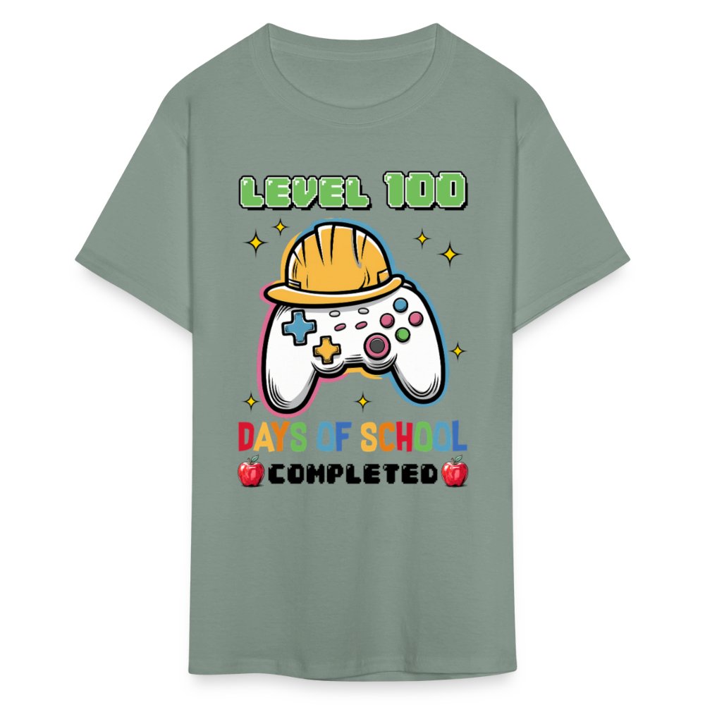 Level 100 Days Of School Gamer Shirt Level Up School Milestone T-shirt - sage