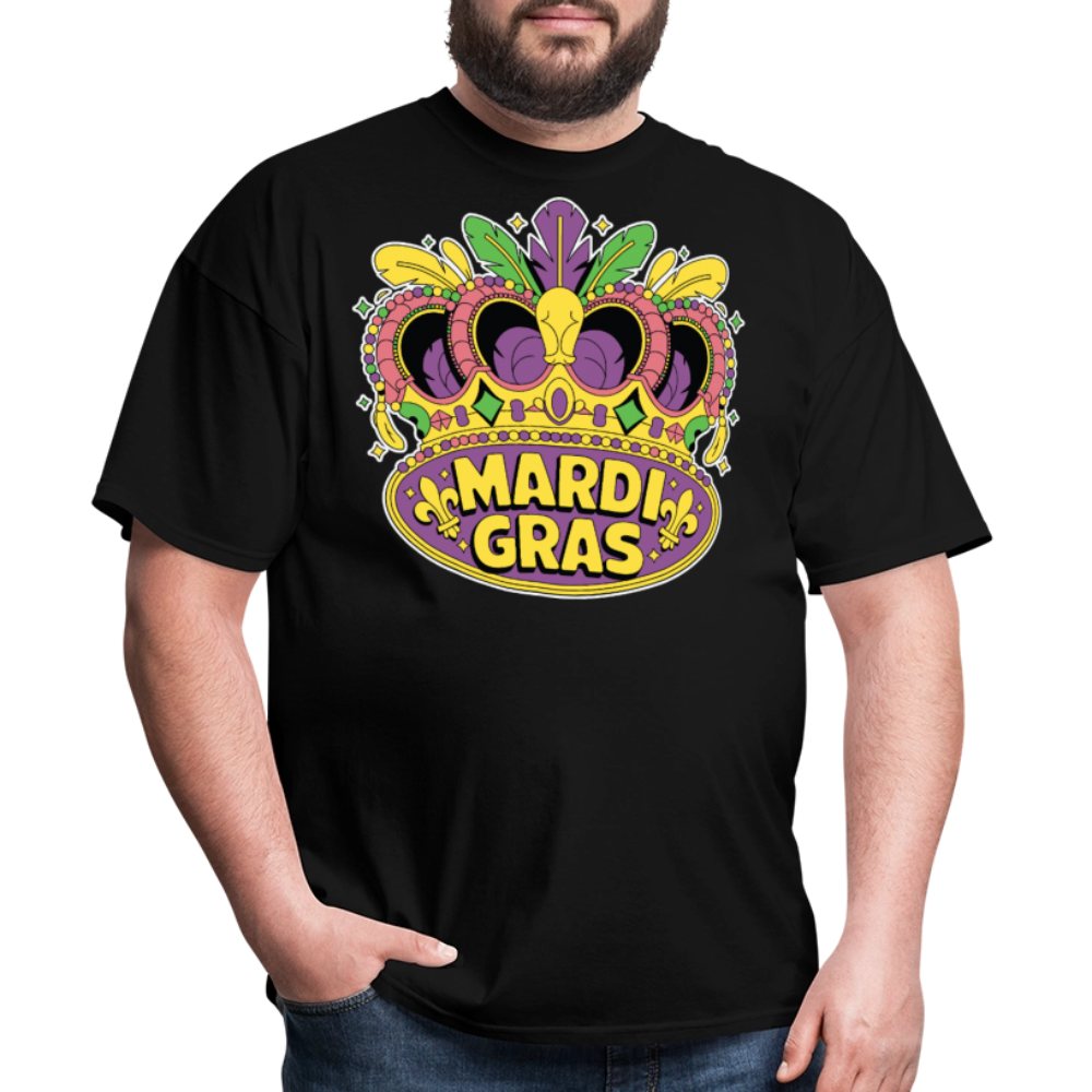 Mardi Gras Graphic Tee For Parties Colorful Mardi Gras Crown T-shirt - black