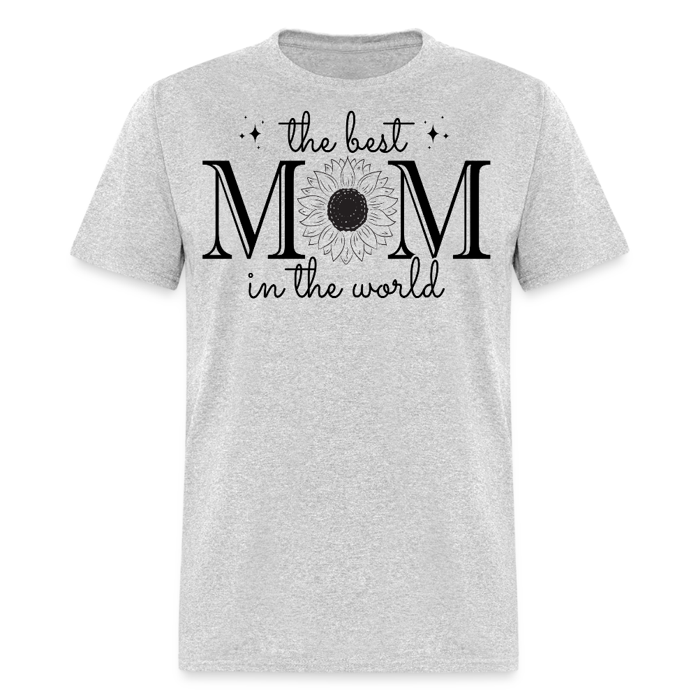 Mother's Day Sunflower Print World's Best Mom T-shirt - heather gray