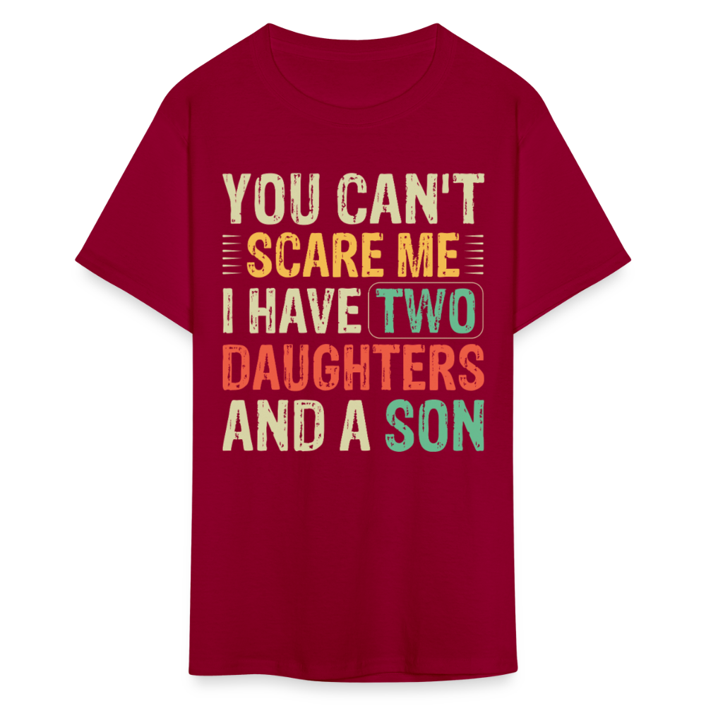 Funny T shirts for Parents with Kids I Have 2 Daughters & A Son T-Shirt - dark red