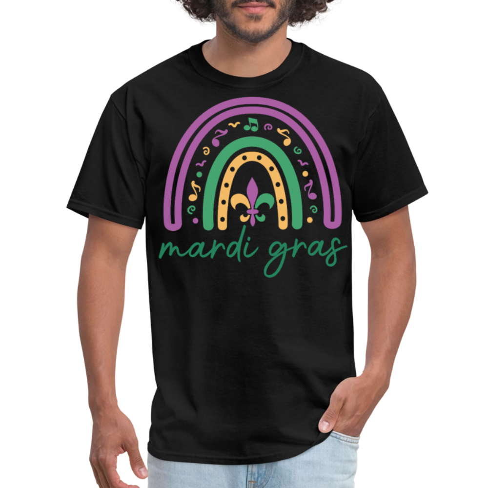 Purple Green Gold Carnival Tee Mardi Gras Rainbow Shirt For Women - black