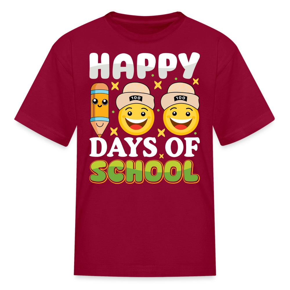 100 Days Of School Tee For Kids School Milestone Celebration T-shirt - dark red