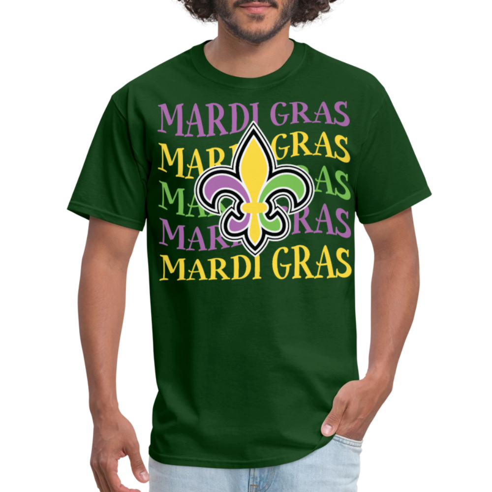 New Orleans Fleur-de-lis Festival Mardi Gras T-shirt - forest green