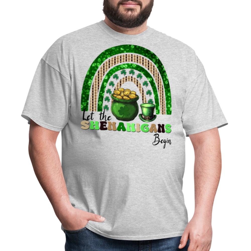 Let The Shenanigans Begin Funny St Patrick's Day T-shirt - heather gray