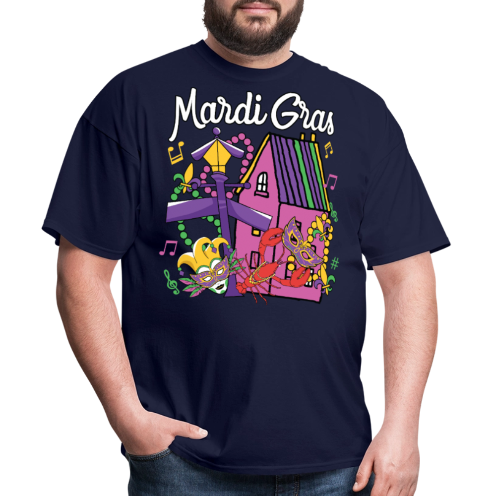 New Orleans Themed Festival Tee For Parades Mardi Gras T-shirt - navy