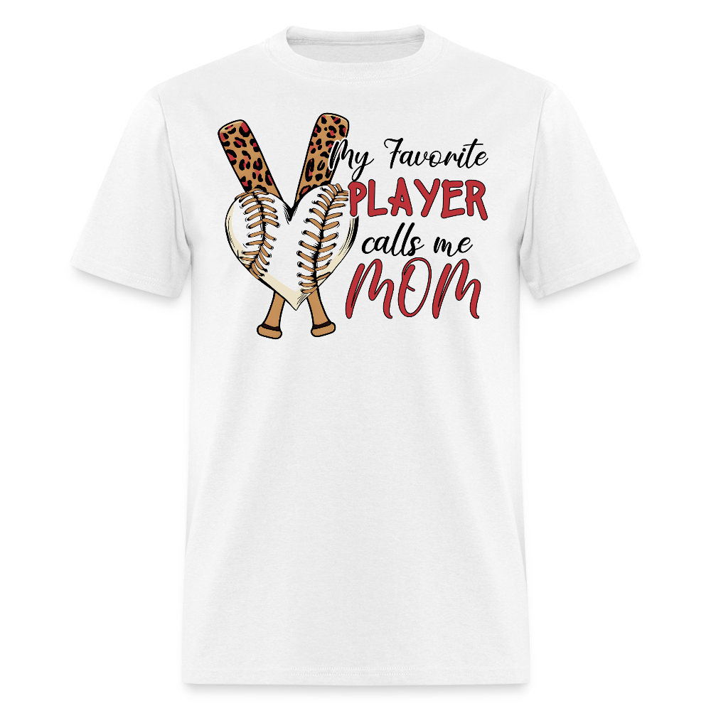 Heart Shaped Leopard Print Baseball Mom T-shirt - white