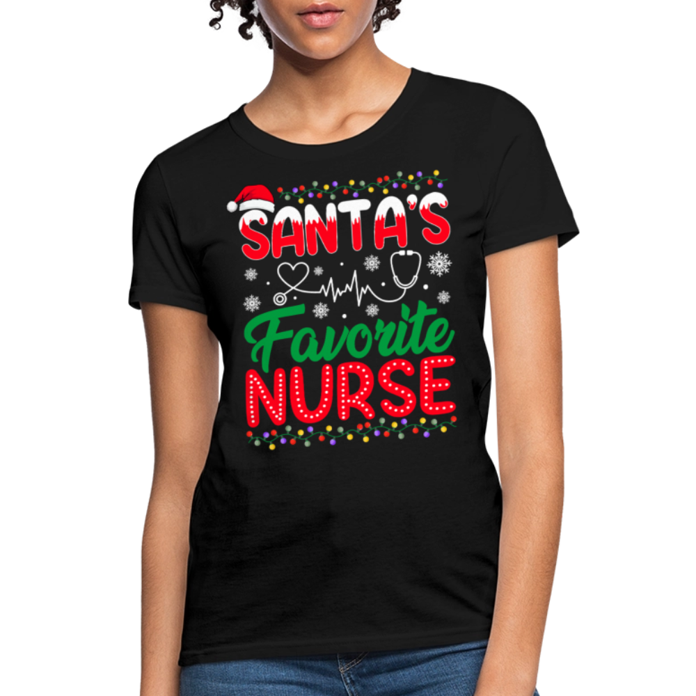 Santa’s Favorite Nurse Christmas T-Shirt - black