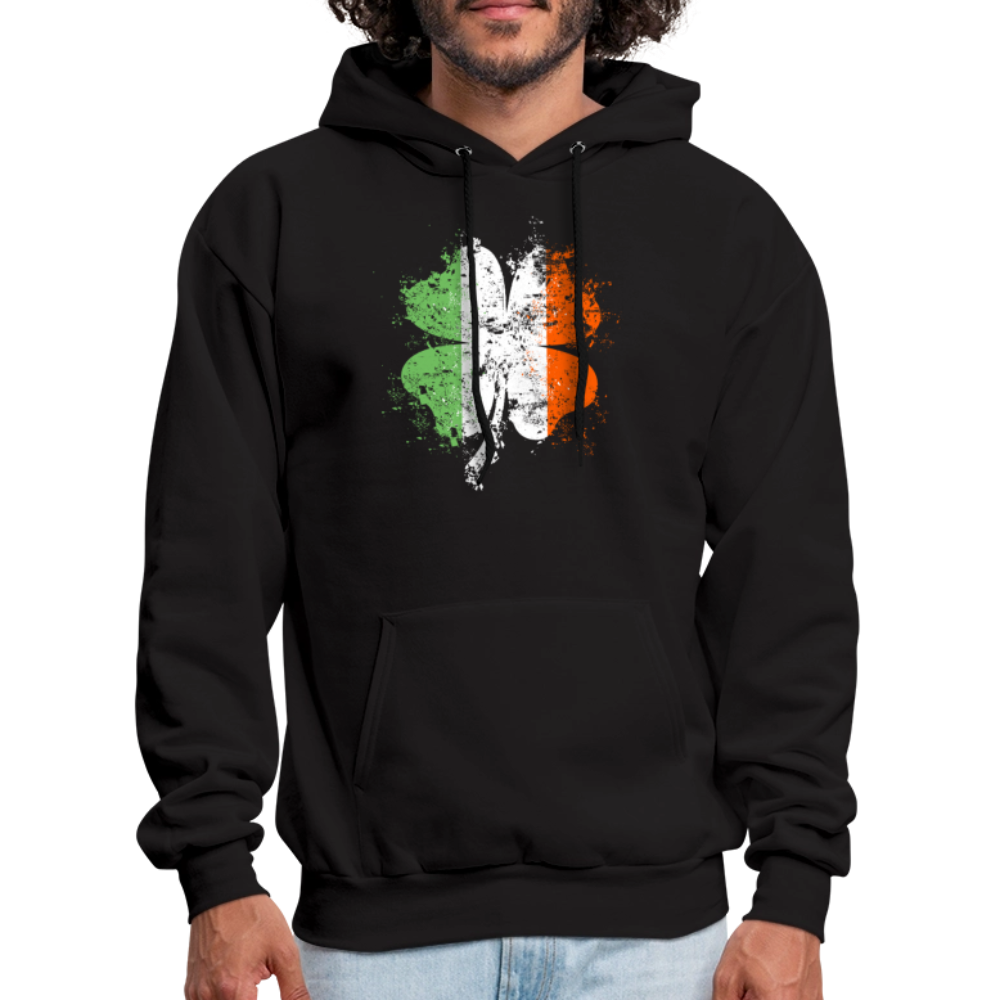 Irish Distressed Shamrock ST Patrick's Day Men's Hoodie - black