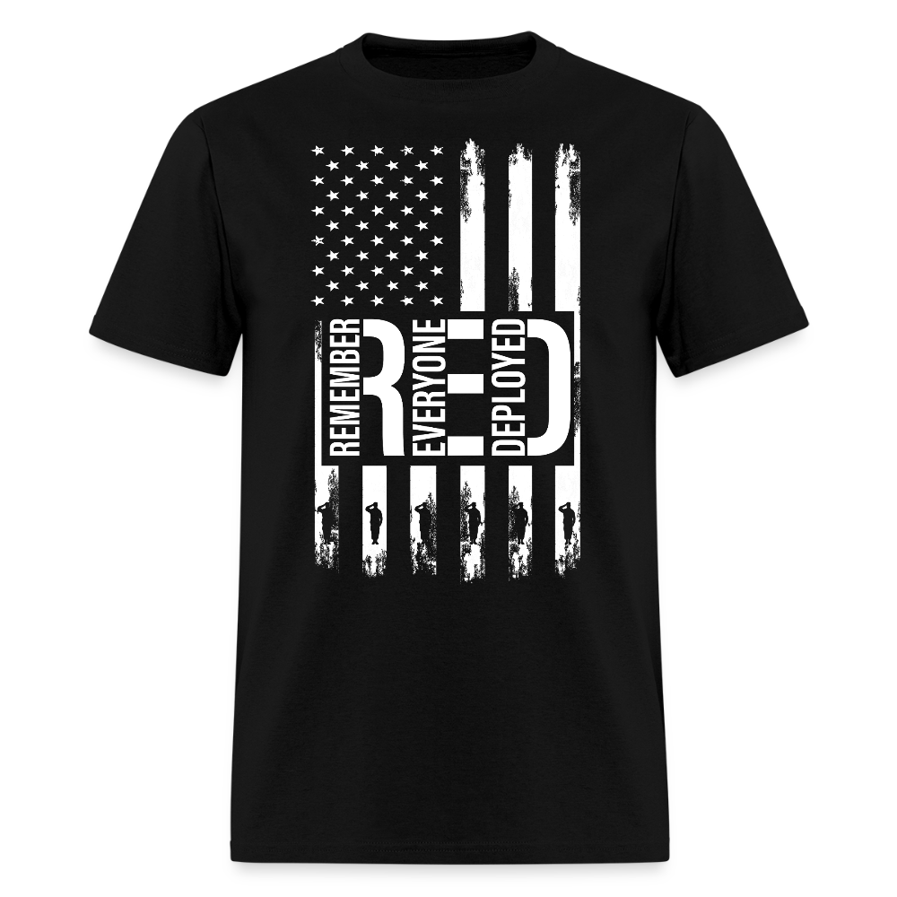 Remember Everyone Deployed American Flag Military Support T-Shirt - black