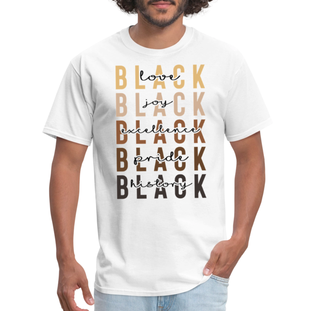 Black History and Culture Apparel Black Pride and Excellence T-shirt - white