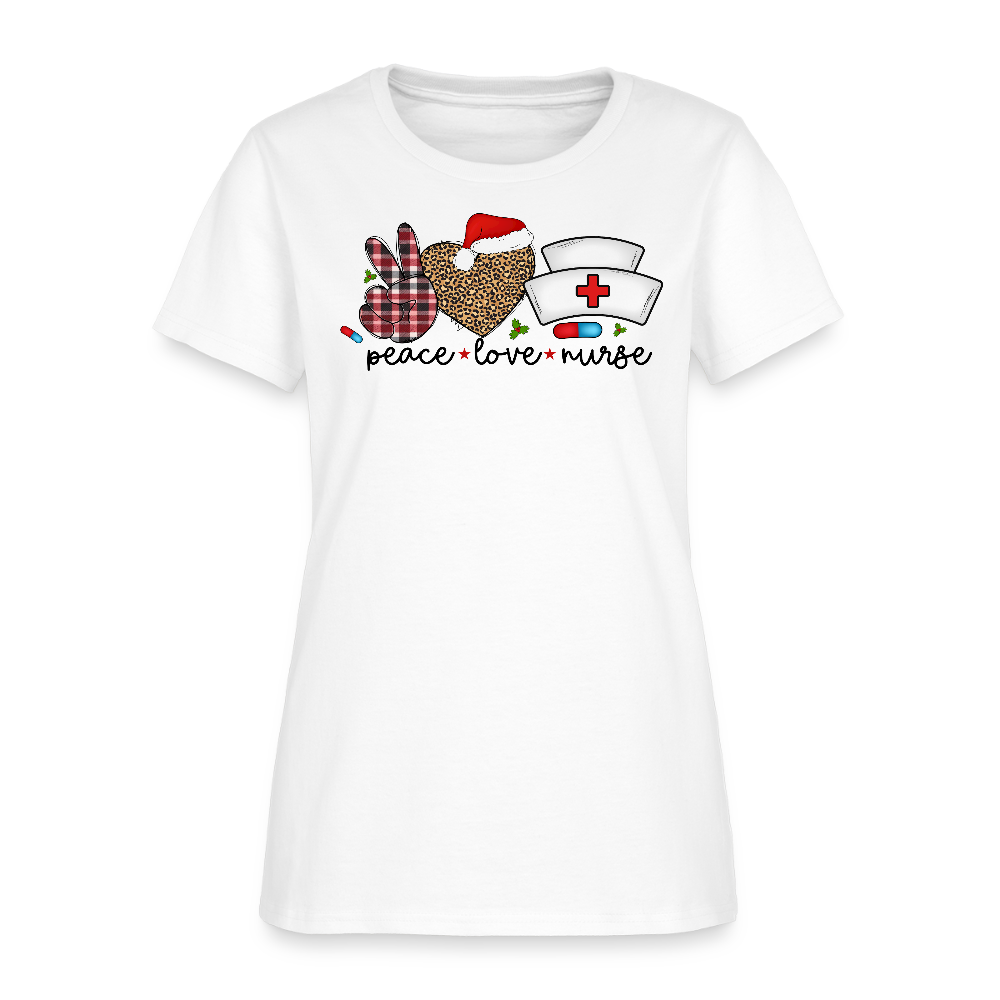 Peace Love Nurse Christmas Gift T-Shirt - white