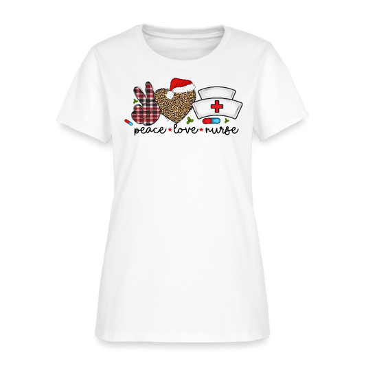 Peace Love Nurse Christmas Gift T-Shirt - white