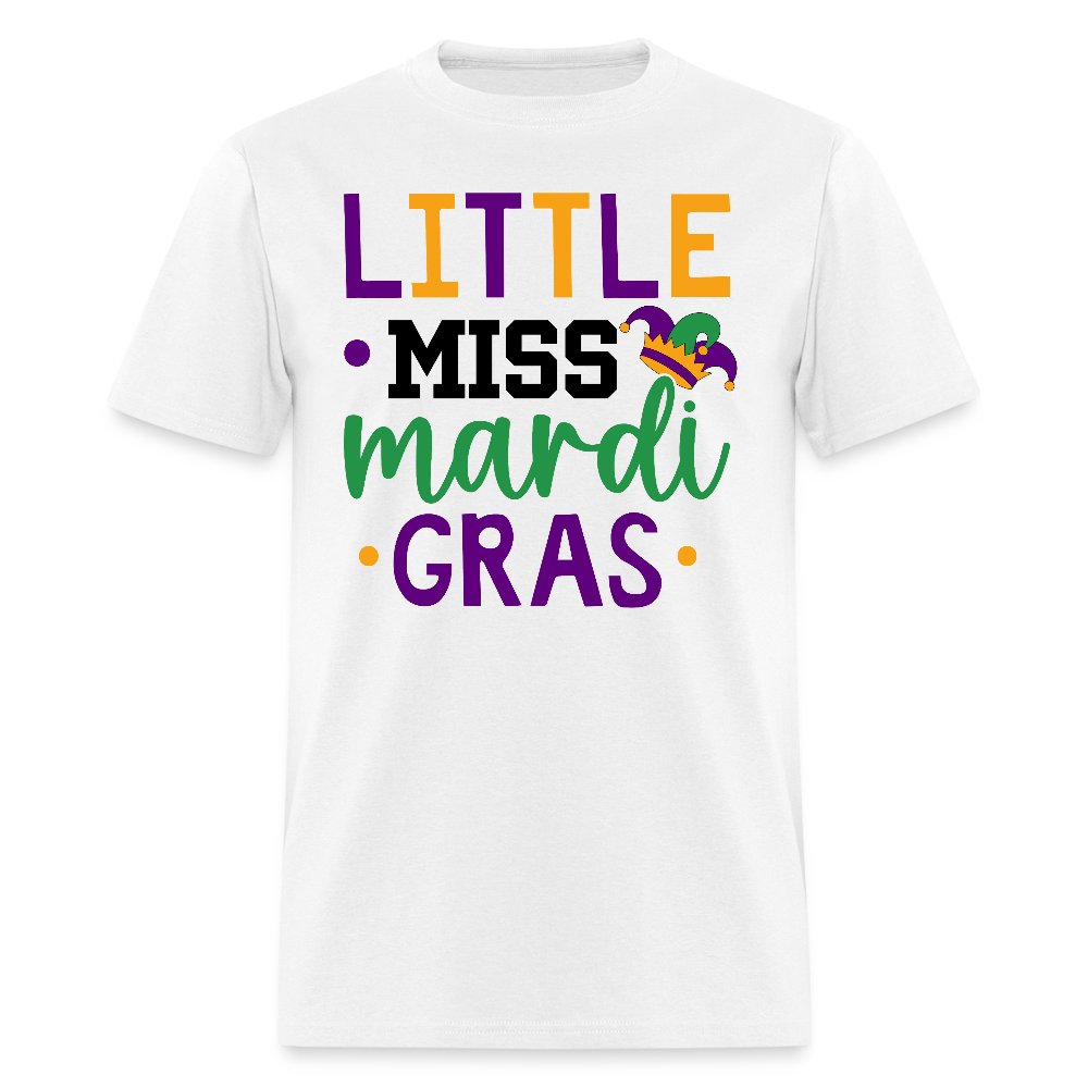 Cute Little Miss Mardi Gras Shirt For Girls Funny Mardi Gras T-shirt - white