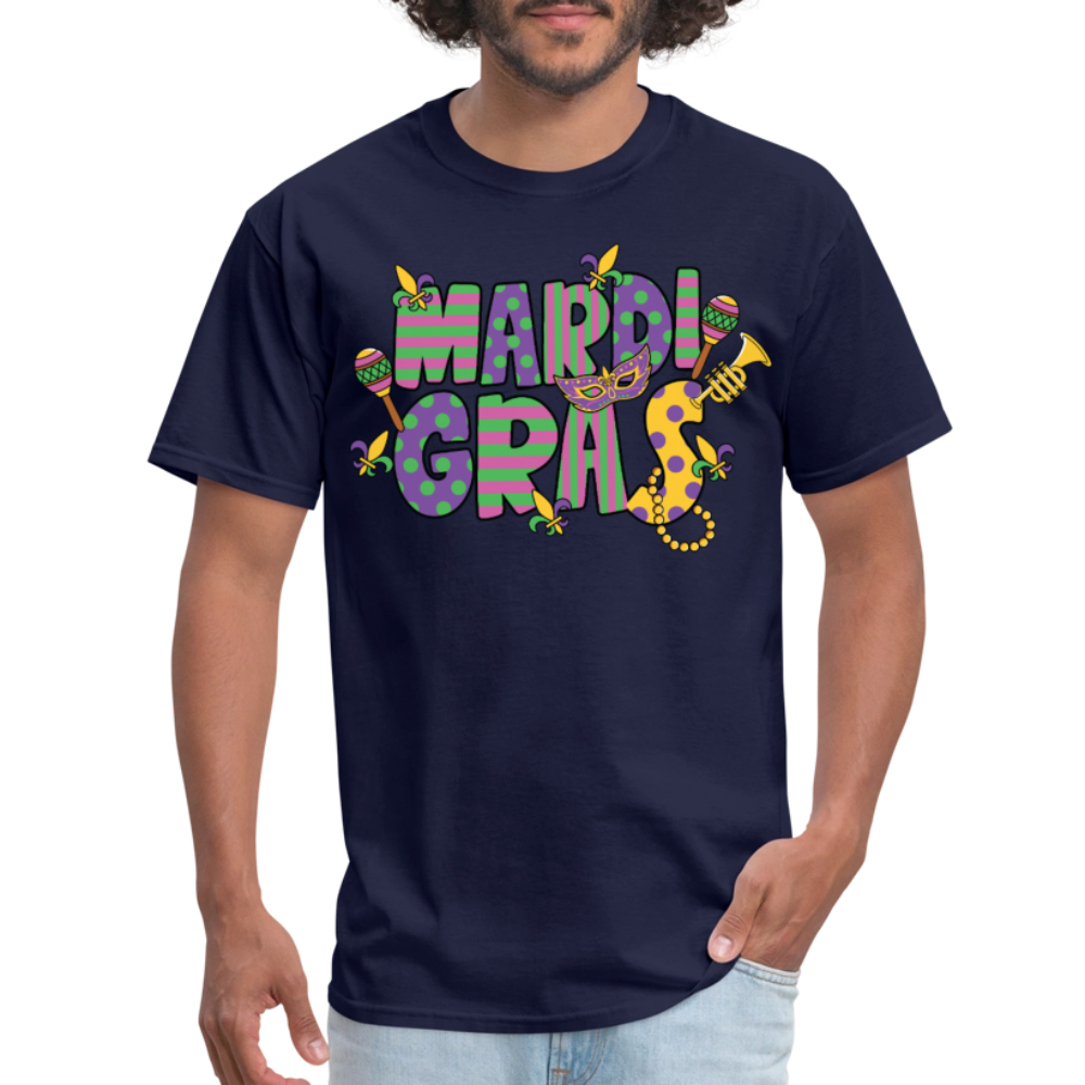 Retro-style Mardi Gras Carnival Tee New Orleans Mardi Gras Party T-shirt - navy