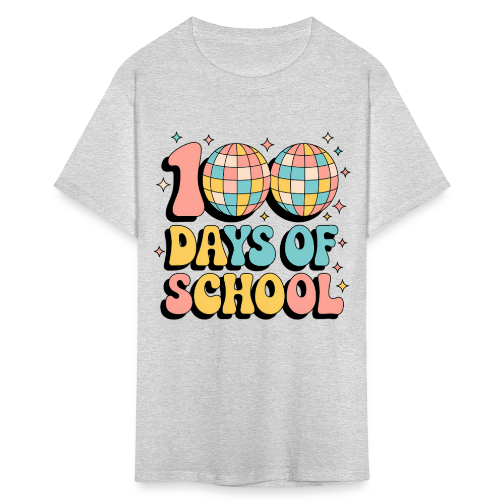 100 Days Of School Tee  For Teachers Funny Disco Theme T-shirt - heather gray