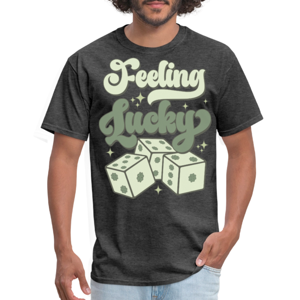 Feeling Lucky St Patrick’s Day Clover and Dice T-shirt - heather black