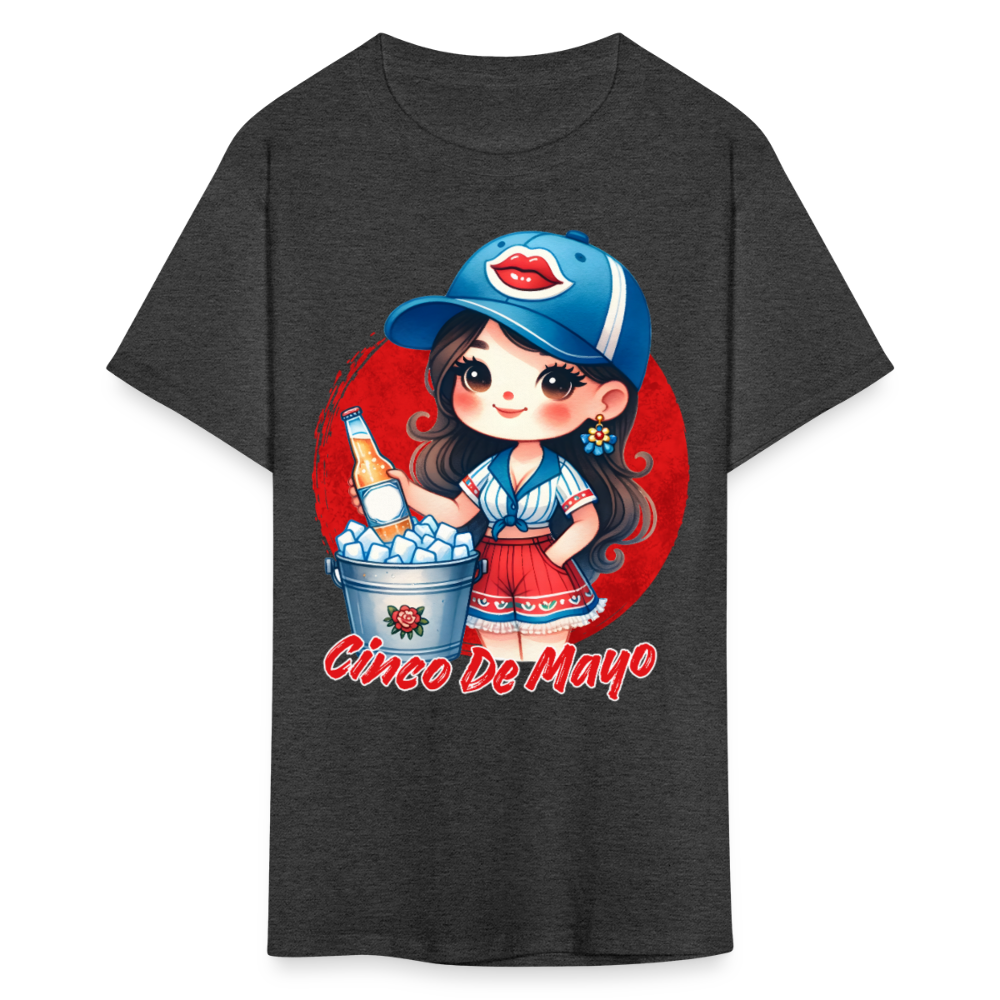 Cute Chibi-style Cinco De Mayo T-shirt For Women - heather black