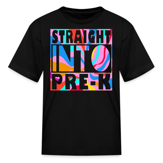 Straight Into Pre-K Back To School Kids' T-Shirt - black