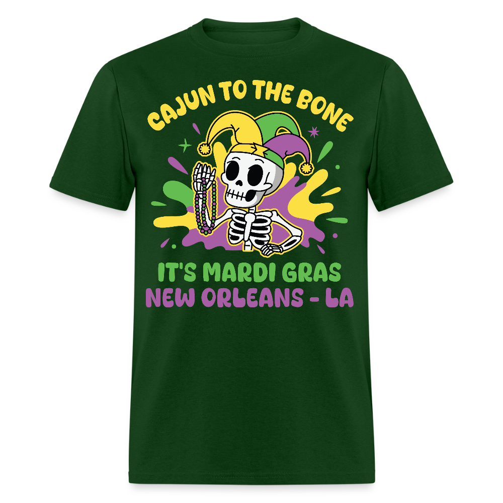 Mardi Gras Skeleton Tee For New Orleans Parade T-Shirt - forest green