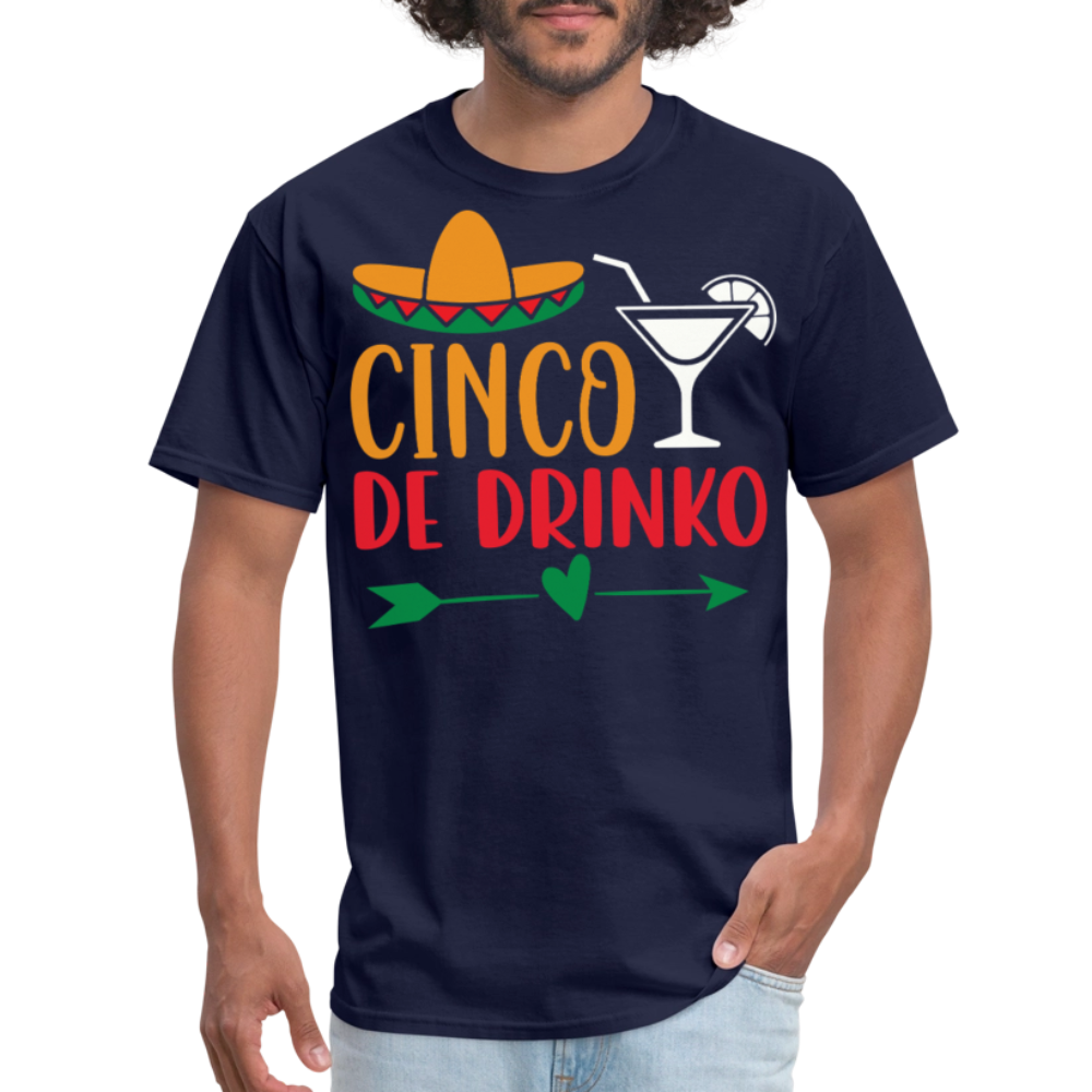 Funny Cinco de Mayo Drinking Tee Cinco de Drinko party T-shirt - navy